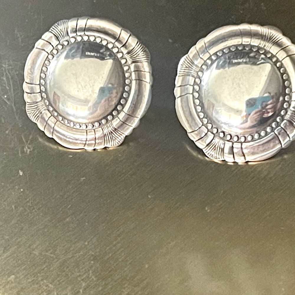 Stunning Sterling Silver Button Post Earrings - image 3